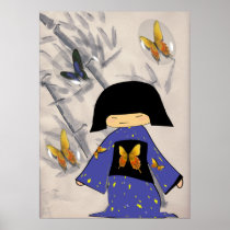 Japanese Girl with Butterfly Bubbles