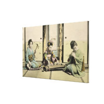Japanese girls playing the flute, 'koto' and samis canvas prints