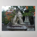 Japanese Guardian Lion Temple Statue Poster