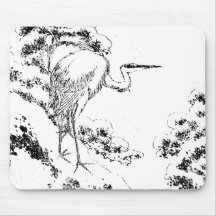 Japanese Heron Mouse Pad