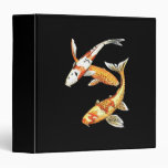 Japanese Koi Goldfish on Black Vinyl Binder