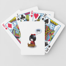 Japanese kokeshi doll and honey badger bicycle poker deck