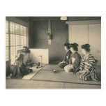 Japanese ladies sitting on floor postcards