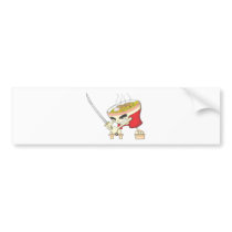 Japanese Noodle Soup Fighter with Samurai Sword Bumper Stickers