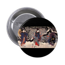 Japanese Painting c. 1800's Pinback Button
