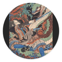Japanese Painting c. 1800's Round Sticker