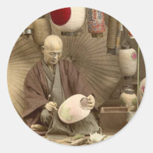 Japanese Paper Lantern Makers, Vintage Photo Sticker