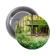 Japanese Pavilion in the Forest Pinback Buttons