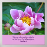 Japanese Peony Poster with Bible Verse