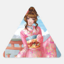 Japanese pink kimono adhésif