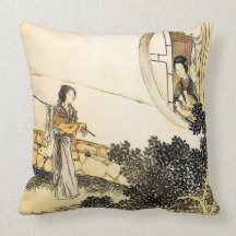 Japanese scene throw pillow