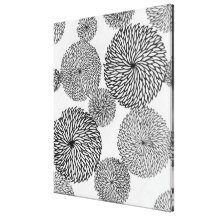 Japanese School's Chrysanthemums Stretched Canvas Print