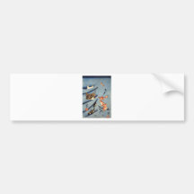 Japanese Sea Life, Ancient Japanese art. c. 1800's Bumper Sticker