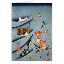 Japanese Sea Life, Ancient Japanese art. c. 1800's Cards