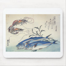 Japanese Sea Life Painting circa 1800's Mouse Pad