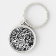 Japanese surf tattoo art from hand illustration. keychains