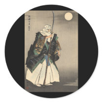 Japanese Warrior Painting. Circa 1922 Round Sticker