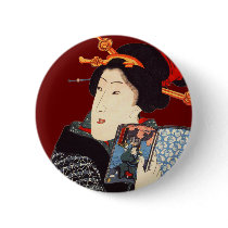 Japanese Woman Reading 2 Button
