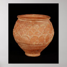 Jar decorated with overlapping applied scales poster