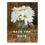 Jar of Daisies on a Bale of Hay Save The Date Post Card