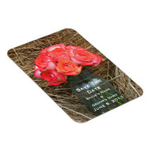 Jar Of Roses In Hay Wedding Save The Date Magnet
