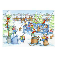 Jardin de neige d'hiver - carte de voeux et envelo faire-parts