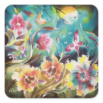 Jardin des fleurs et des papillons autocollants
