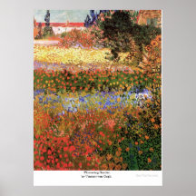 Jardin fleurissant par Vincent van Gogh Affiches