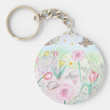 Jardin floral de ressort porte-clé