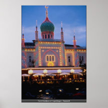 Jardins de Tivoli à Copenhague, Danemark Affiche