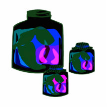 Jars of blue green purple peppers photo cut out