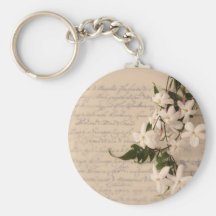 jasmine on old script handwriting round keychain