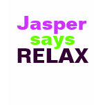 Jasper says RELAX (hot pink and green) t-shirts