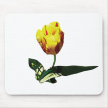 Jaune avec la tulipe rouge tapis de souris