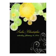 Jaune de PixDezines+lanternes vertes Invitations Personnalisées