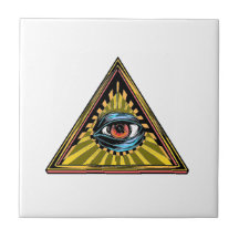 Jaune de triangle avec l'oeil d'oeil de Providence Carreaux