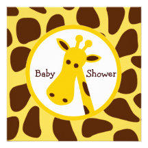 Jaune et baby shower de neutre de girafe de Brown Faire-part