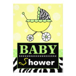 Jaune et vert élégants avec le baby shower de zèbr invitation personnalisée