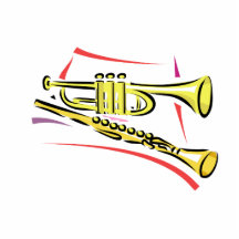 Jaune graphique d'image de saxo de trompette et de photo en découpe