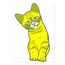 Jaune mignon de chaton cartes postales