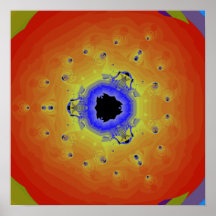 Jaune orange de mandala de fractale de paon posters