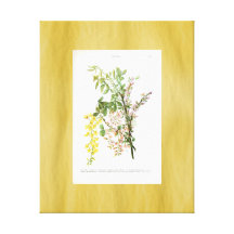 Jaune vintage de toile d'art d'arbre de fleur toile tendue