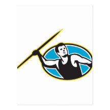 Javelin Throw Track and Field Athlete Post Card
