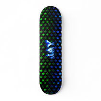 Jay skateboard blue fire and flames design