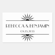 Jazz age black geometric art deco wedding stickers