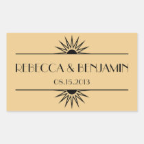 Jazz age dull gold geometric art deco wedding stickers