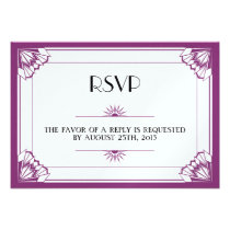 Jazz age purple Art Deco RSVP wedding response invitations