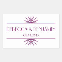 Jazz age purple geometric art deco wedding stickers