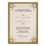 Jazz age taupe geometric art deco wedding card