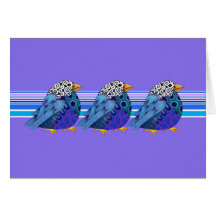 Jazz Birds (blue) Blank Notecard